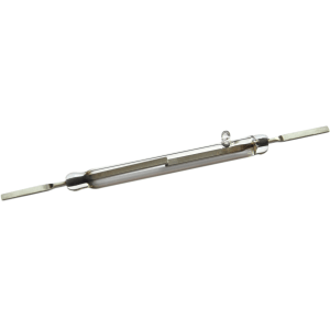 A close-up of a cylindrical glass KSK-1A69 Reed Switch with metal caps on both ends, isolated on a white background. by Standex Detect