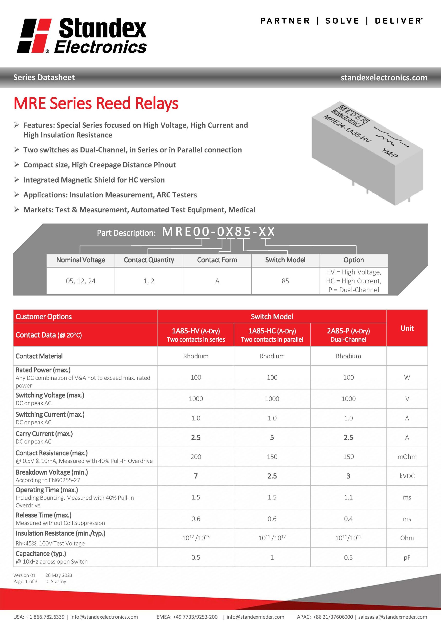 Datasheet - MRE Series Reed Relay